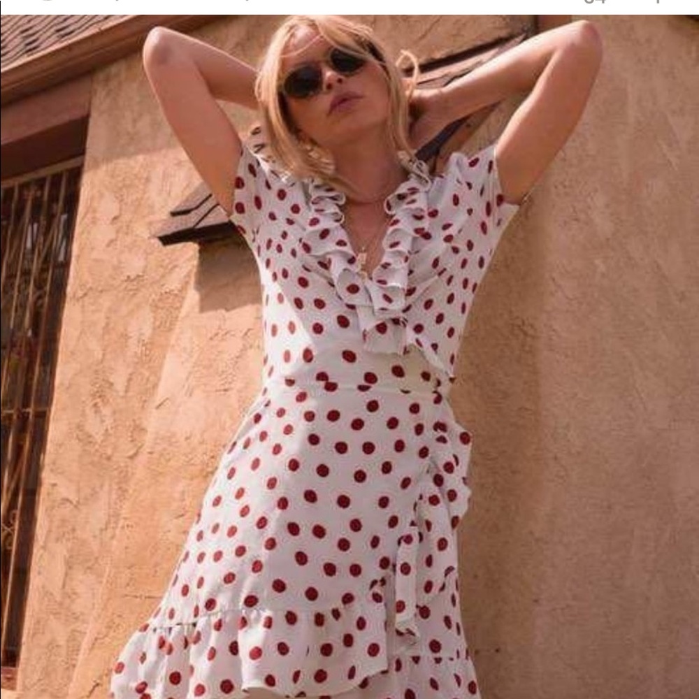 COPY - PrettyLittleThing polka dot wrap dress . Size small